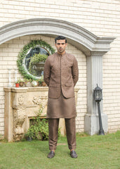 Abdullah Amin By Muraqsh Brown Sequin Embroidered Prince Coat - Men