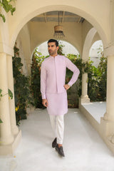 Lilac Kurta Trouser with Blended Waistcoat - Men