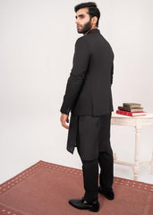 HK Fashion Black Cross Style Prince Coat