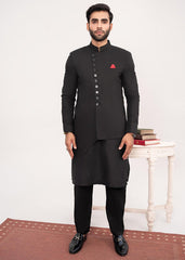 HK Fashion Black Cross Style Prince Coat