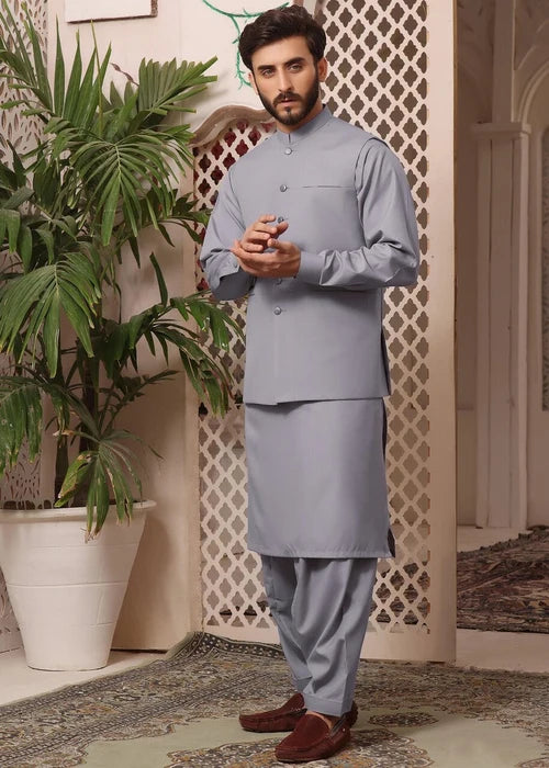 (3 PIECE) Powder Blue Suit with Matching Waistcoat