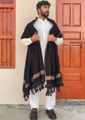 Kamaal Khan Velvet Soft Dhussa Shawl For Men - Black