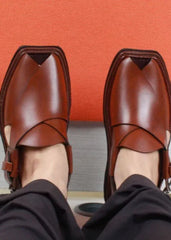 Khan's Wear Peshawri Chappal (Charsadda) Brown