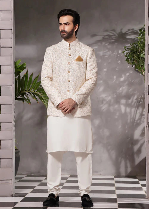 (3 Piece) Shalwar Kamiz with Prince Coat 86 For Men