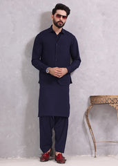 (3 Piece) Blue Suit with Matching Waistcoat