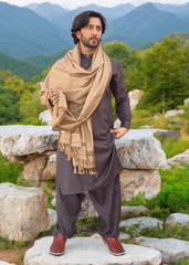 Kamaal Khan Peshawari Dhussa Shawl (Medium) - Badami