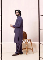 (3 Piece) - Shadow Crest Grey Suit with Matching Waistcoat