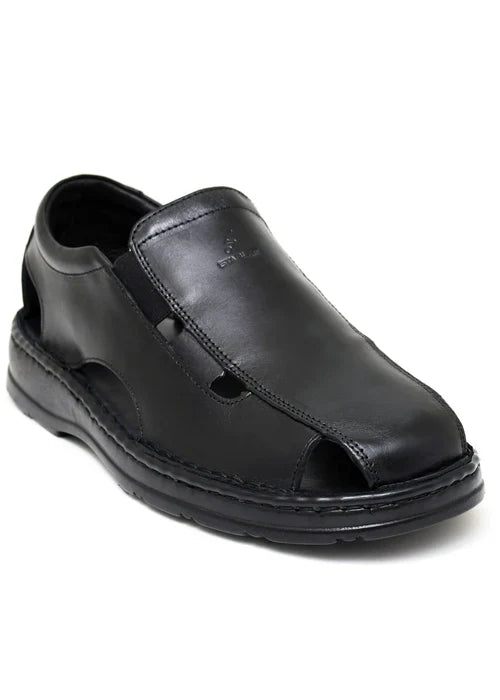 LEATHER SANDAL - 4007 BLACK - Starlet Shoes