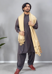 Kamaal Khan Peshawari Dhussa Shawl (Medium) - Beige Creame