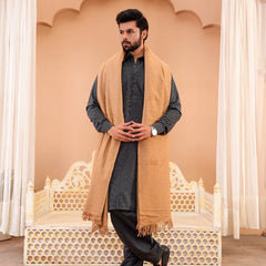 Deenaar Camel Brown Bannu Wool Shawl