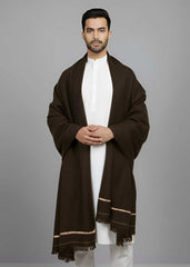 Kamaal Khan Kashmiri Baildar Dhussa Shawl For Men - Dark Brown