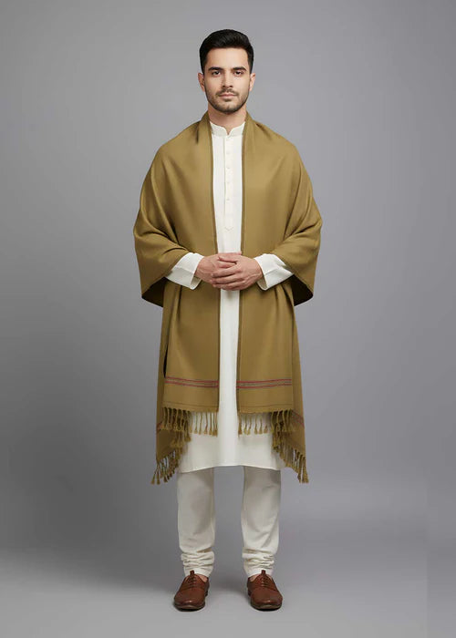 Peshawari Dhussa Shawl (Medium) - Golden Brown
