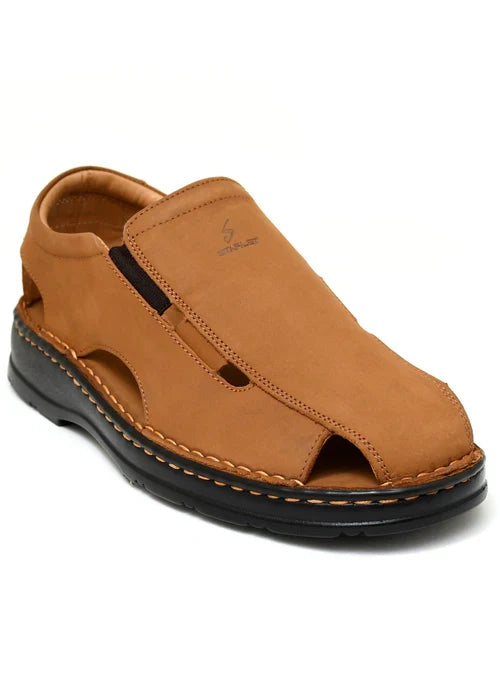 LEATHER SANDAL - 4007 MUSTARD - Starlet Shoes