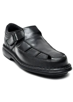LEATHER SANDAL - 5050 BLACK - Starlet Shoes