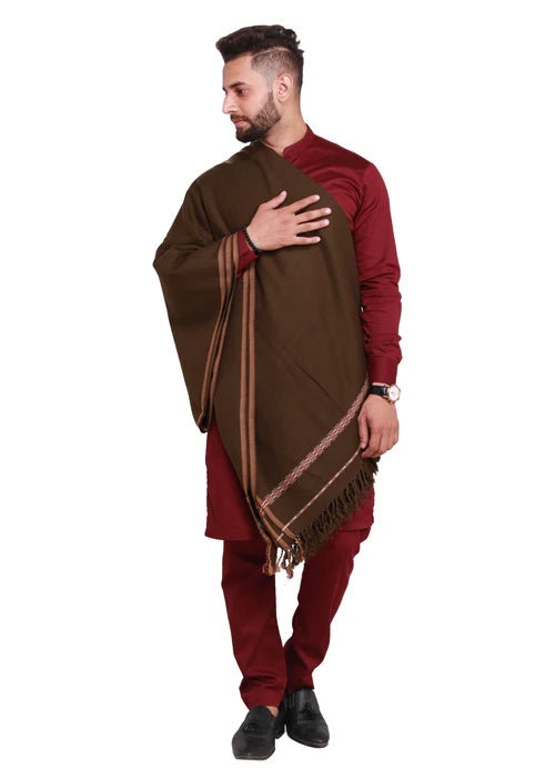 Peshawari Dhussa Shawl - Coffee Brown