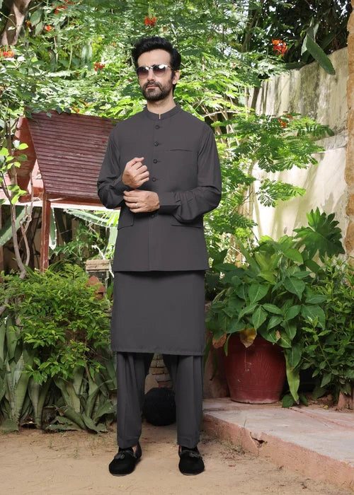(3 Piece) - Sapphire Grey Suit with Matching Waistcoat