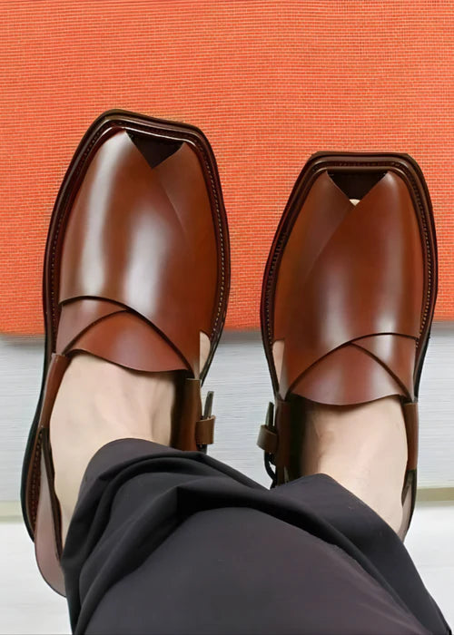Khan's Wear Peshawri Chappal (Charsadda) Brown