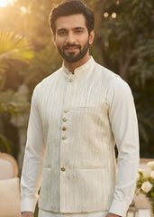 (3 Piece) - Off-white Suit with Matching Waistcoat