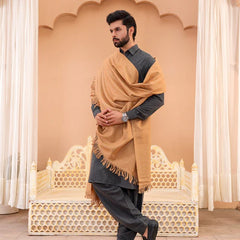 Deenaar Camel Brown Bannu Wool Shawl