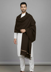 Kamaal Khan Kashmiri Baildar Dhussa Shawl For Men - Dark Brown