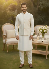 (3 Piece) - Off-white Suit with Matching Waistcoat