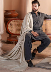Light Grey Pure Wool Shawl For Men