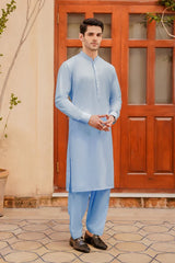 Sky Blue Men Shalwar Kameez - Divinely Crafted