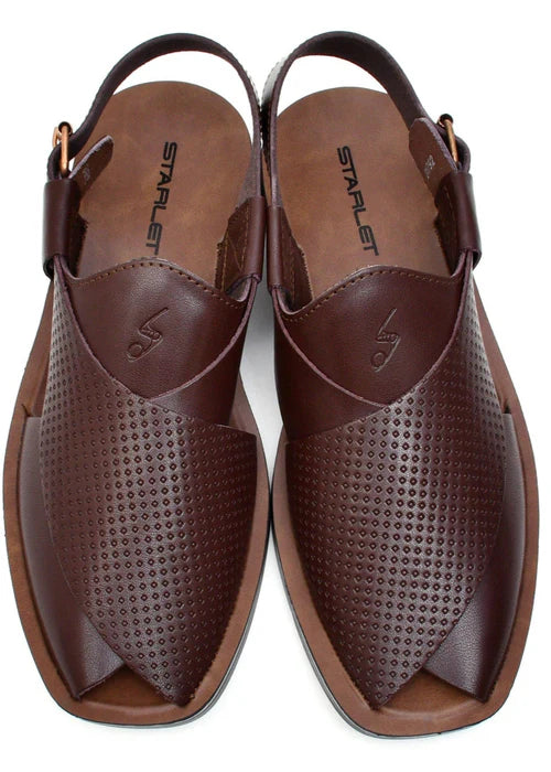 Starlet Shoes LEATHER PESHAWARI CHAPPAL - PS-1515 BROWN