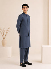 Charcoal Grey Blended Waistcoat - Straigth Cut - Men