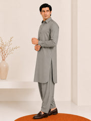 Sand Grey French Collar Kameez Shalwar - Men