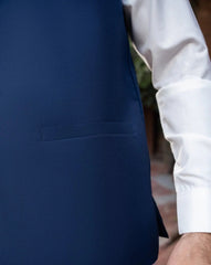 Navy Blue Suiting Waistcoat - Round Cut - Men