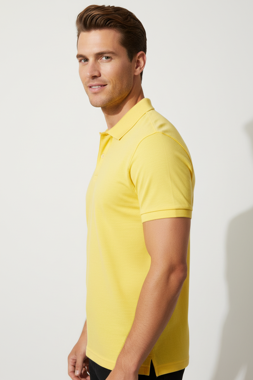 Zayan Men’s Premium Yellow Polo Shirt – Slim Fit Export Quality Cotton