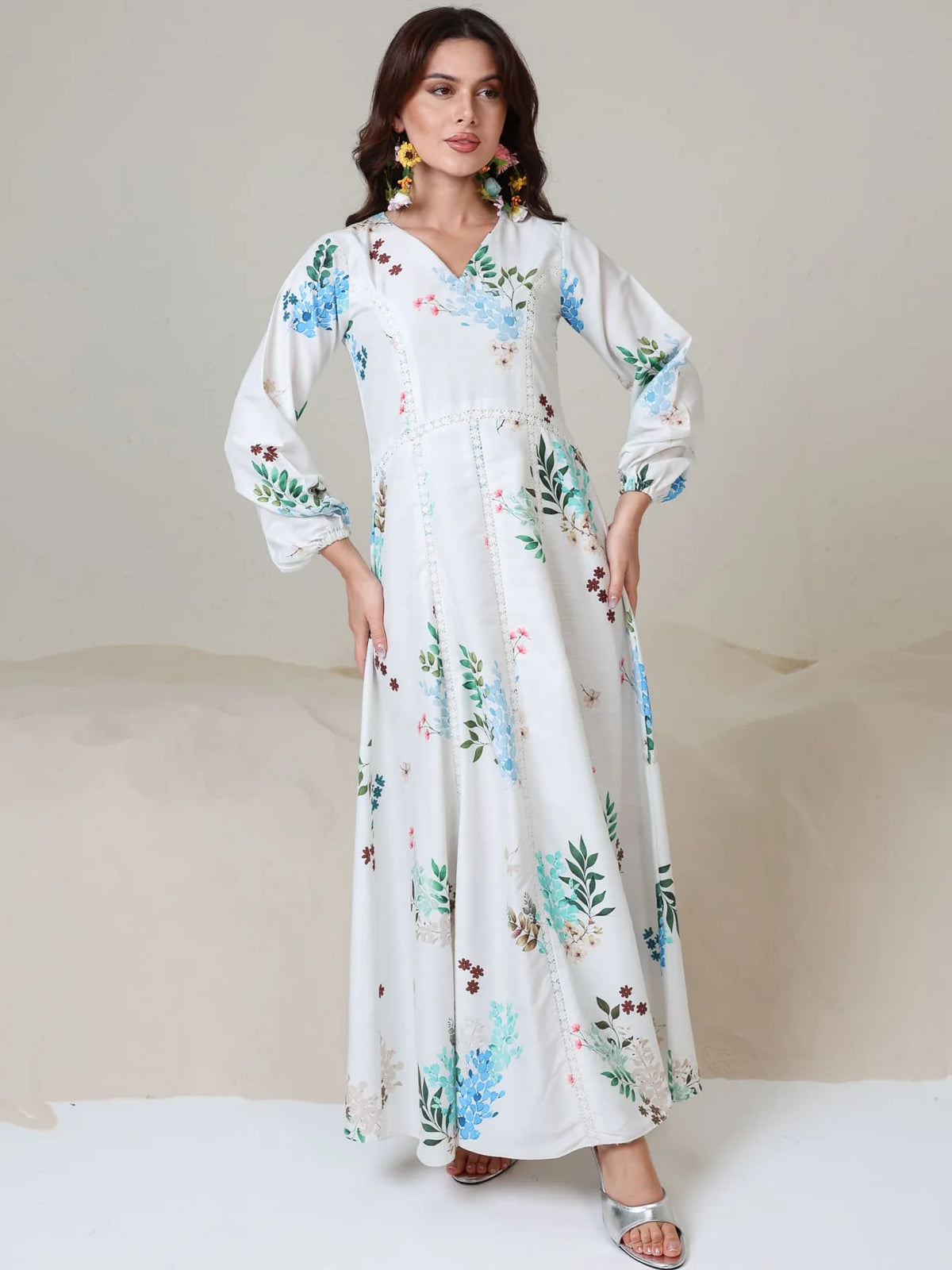 Sowears | Mysteria White Floral | Lacey Long Dress
