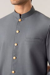 Bluish Grey Pick-Stitch Suiting Waistcoat - Straight Cut - Men