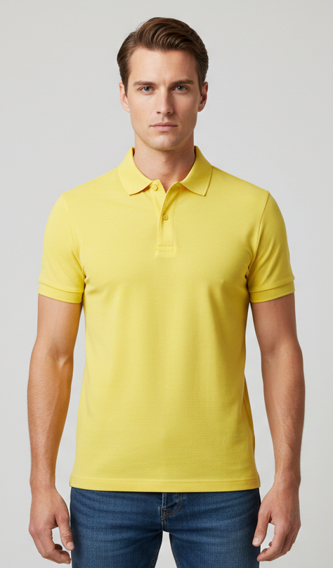 Zayan Men’s Premium Yellow Polo Shirt – Slim Fit Export Quality Cotton