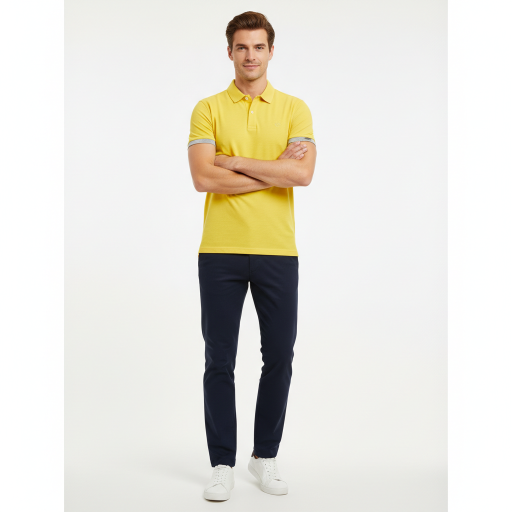 Yellow Polo Confident Pose