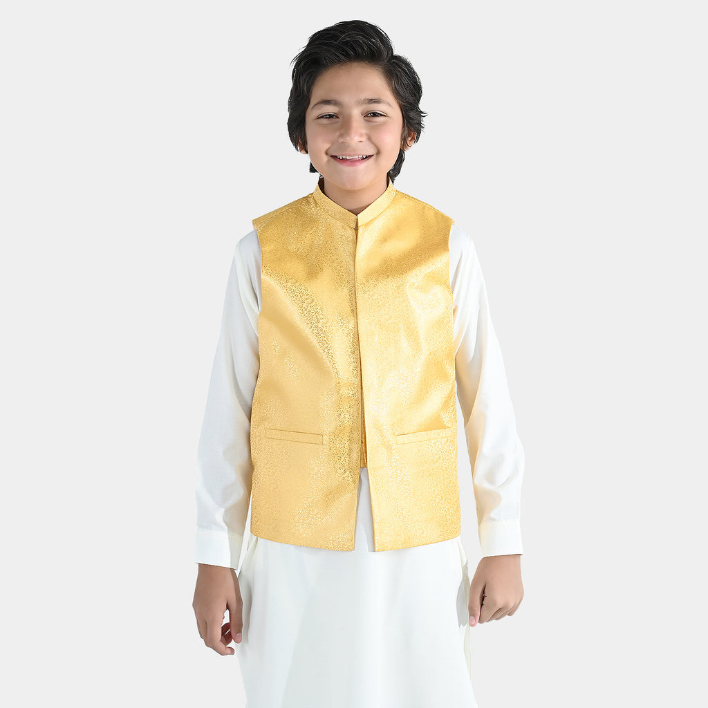 Boys Poly Viscose Waistcoat (Essential)-Yellow | Zayan Clothing UK
