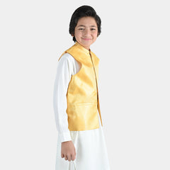 Boys Poly Viscose Waistcoat (Essential)-Yellow | Zayan Clothing UK