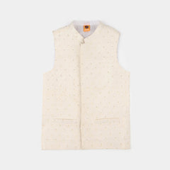 Boys Poly Viscose Waistcoat (Elegant) - White | Zayan Clothing UK
