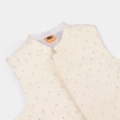Boys Poly Viscose Waistcoat (Elegant) - White | Zayan Clothing UK